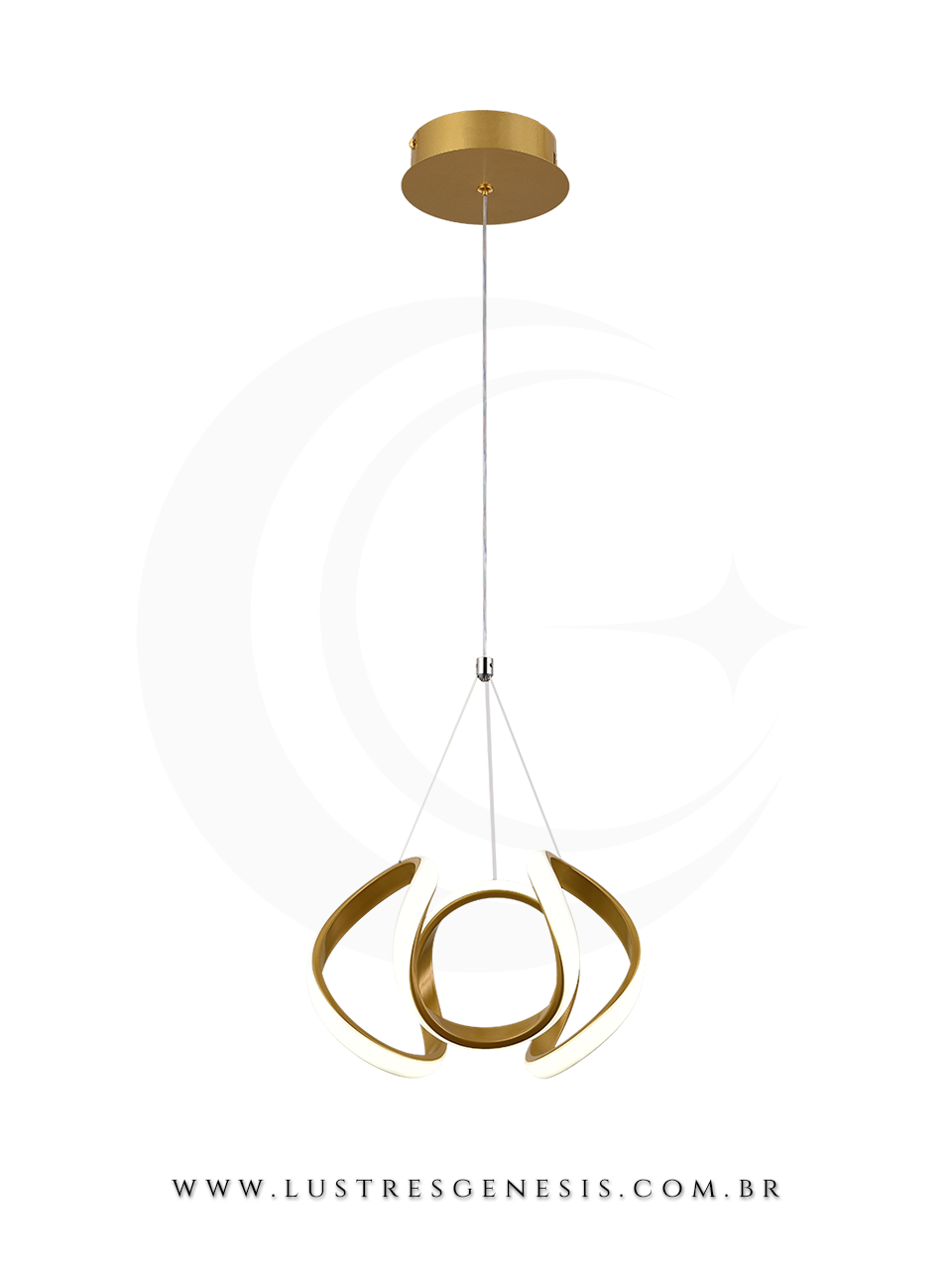 Lustre Pendente Moderno Metal Dourado Silicone LED FD16015 Bivolt 36W Ø25cm, Cabeceira de Cama, Lavabo, Bancada de Cozinha